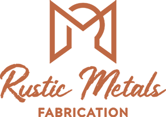 Orange brand logo for Reactive Metals Fabrication, featuring an abstract RM emblem and cursive text.